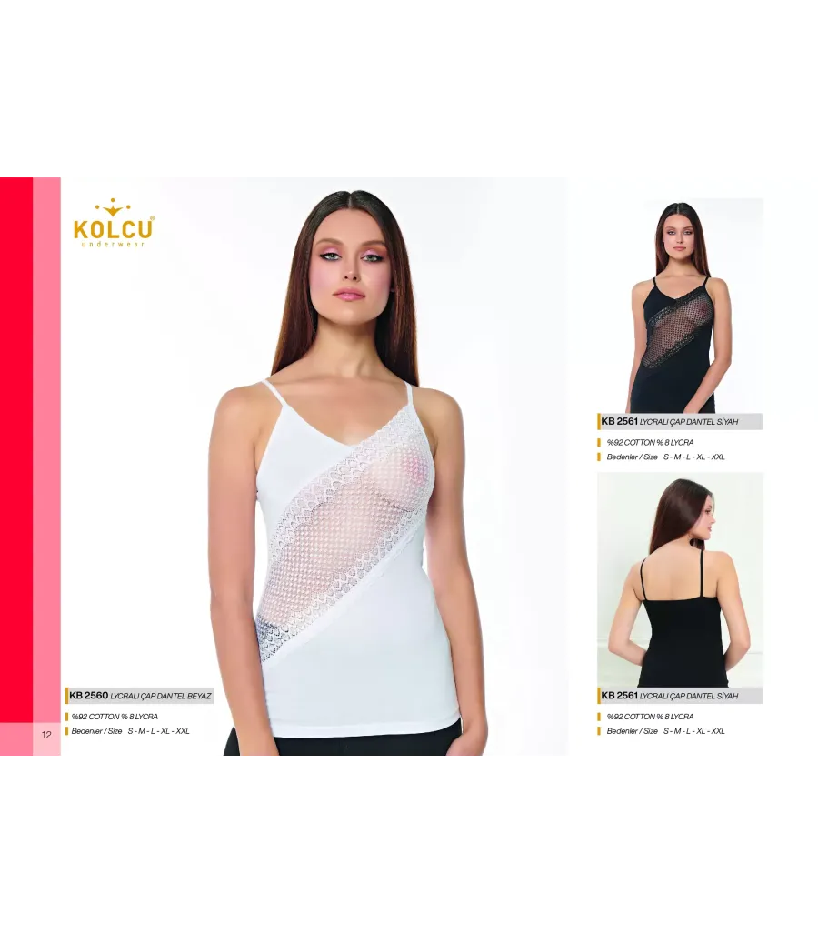 Kolcu Çapraz Dantelli Likralı Kadın Atlet