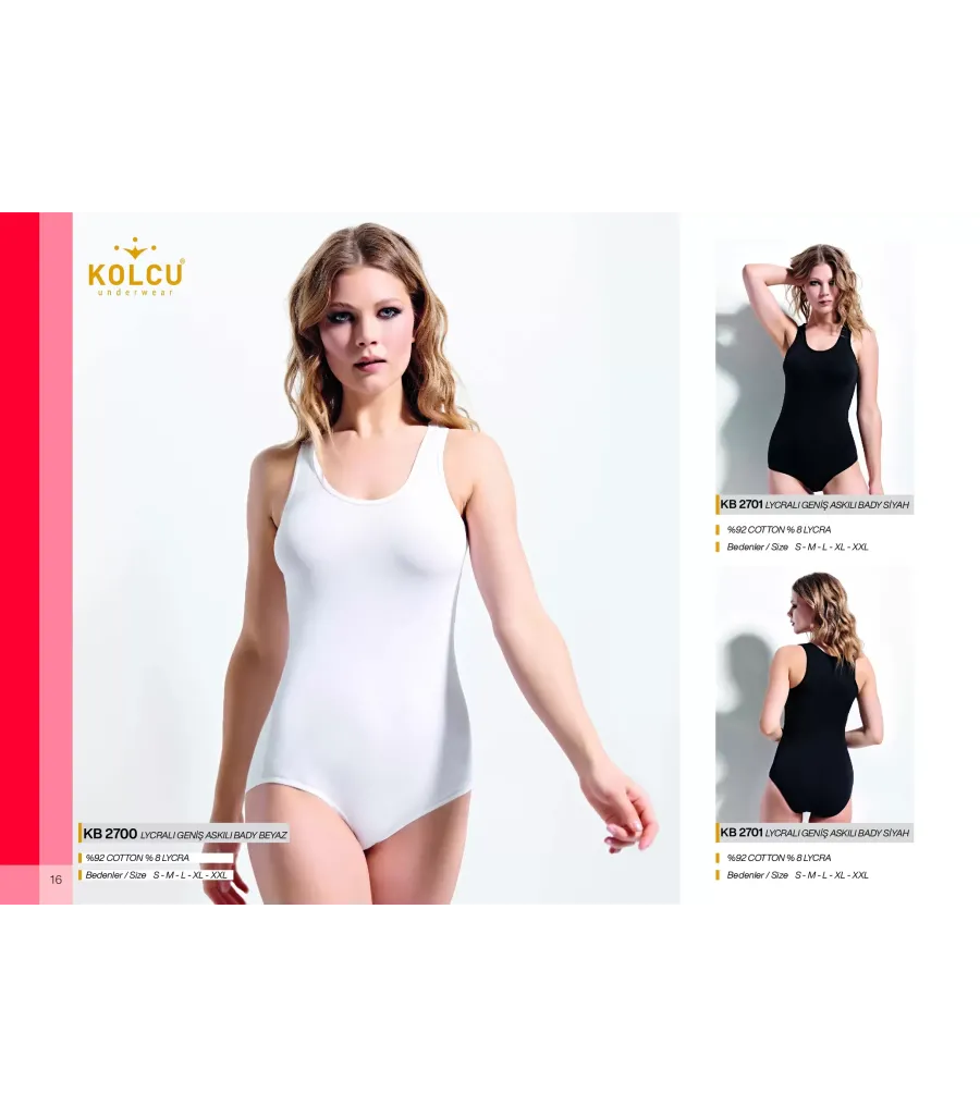 Kolcu Geniş Askılı Çıtçıtlı Body Beyaz