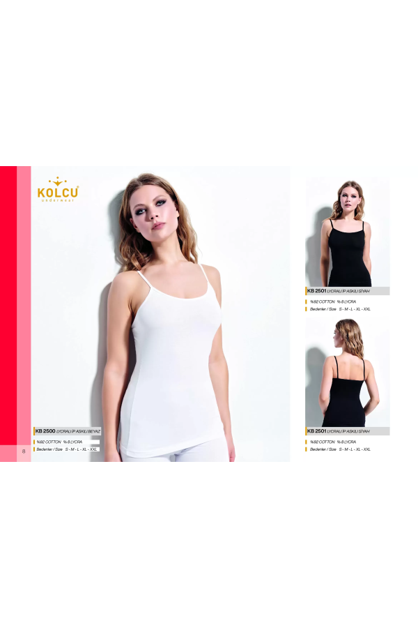 Kolcu İp Askılı Likralı Kadın Atlet