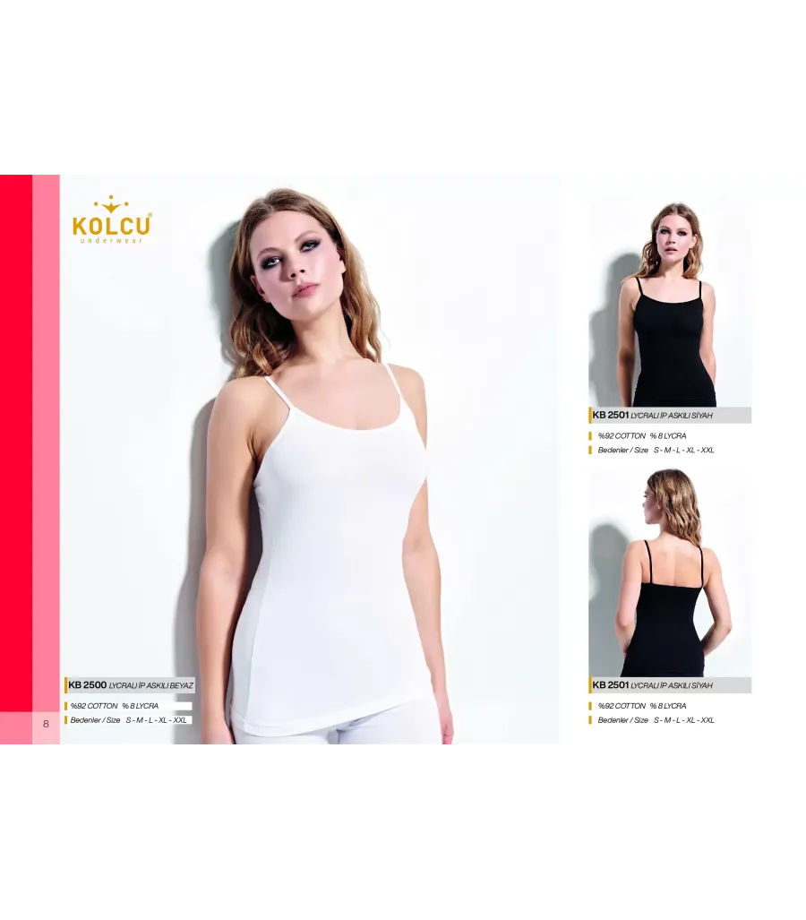Kolcu İp Askılı Likralı Kadın Atlet