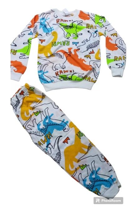 Erkek Çocuk pijama Takımı Dinozor Desenli Garson Boy