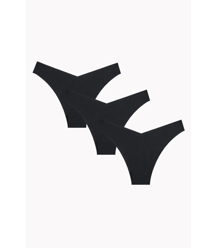 NBB Siyah 3'lü Lazer V Shape Brazillian Külot