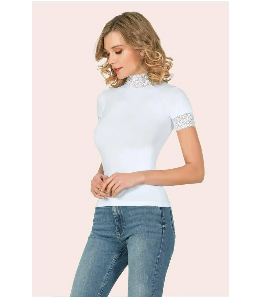 Anıt Anit 2180 Dantelli Balikçı T-Shirt Beyaz