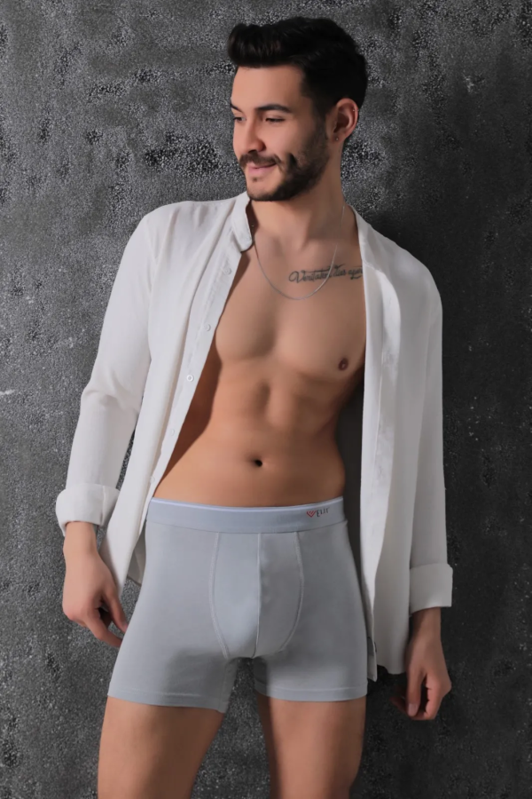 Elit Zümrüt Erkek Gri Pamuklu Likralı Boxer