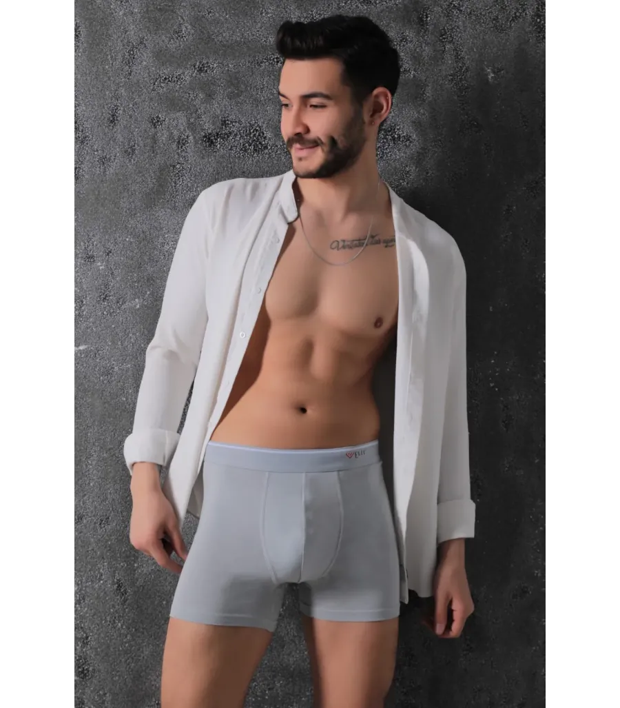 Elit Zümrüt Erkek Gri Pamuklu Likralı Boxer