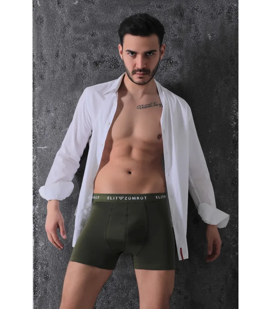 Elit Zümrüt Erkek Pamuklu Likralı Boxer Haki