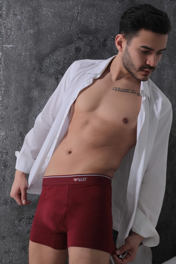 Elit Zümrüt Erkek Pamuklu Likralı Boxer Bordo