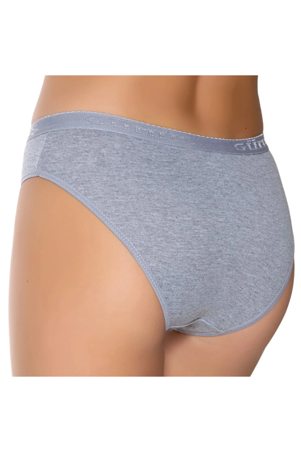 Gümüş İç Giyim 6016 Kadın Ribana Beli Gümüş Yazılı Bikini Gri