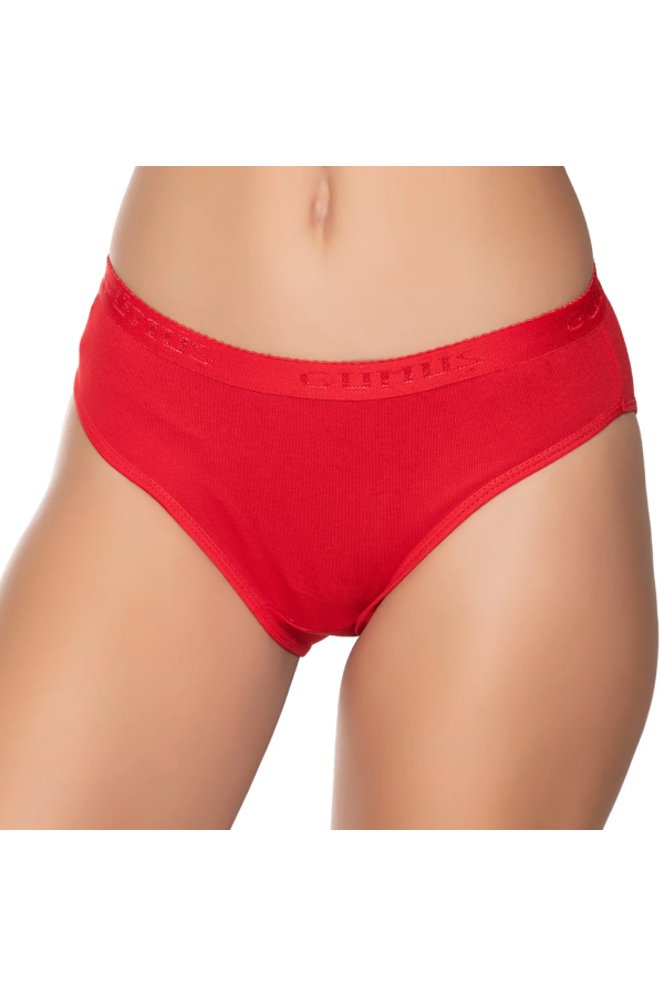 Gümüş 6016 Kadın Ribana Beli Gümüş Yazılı Bikini Kırmızı