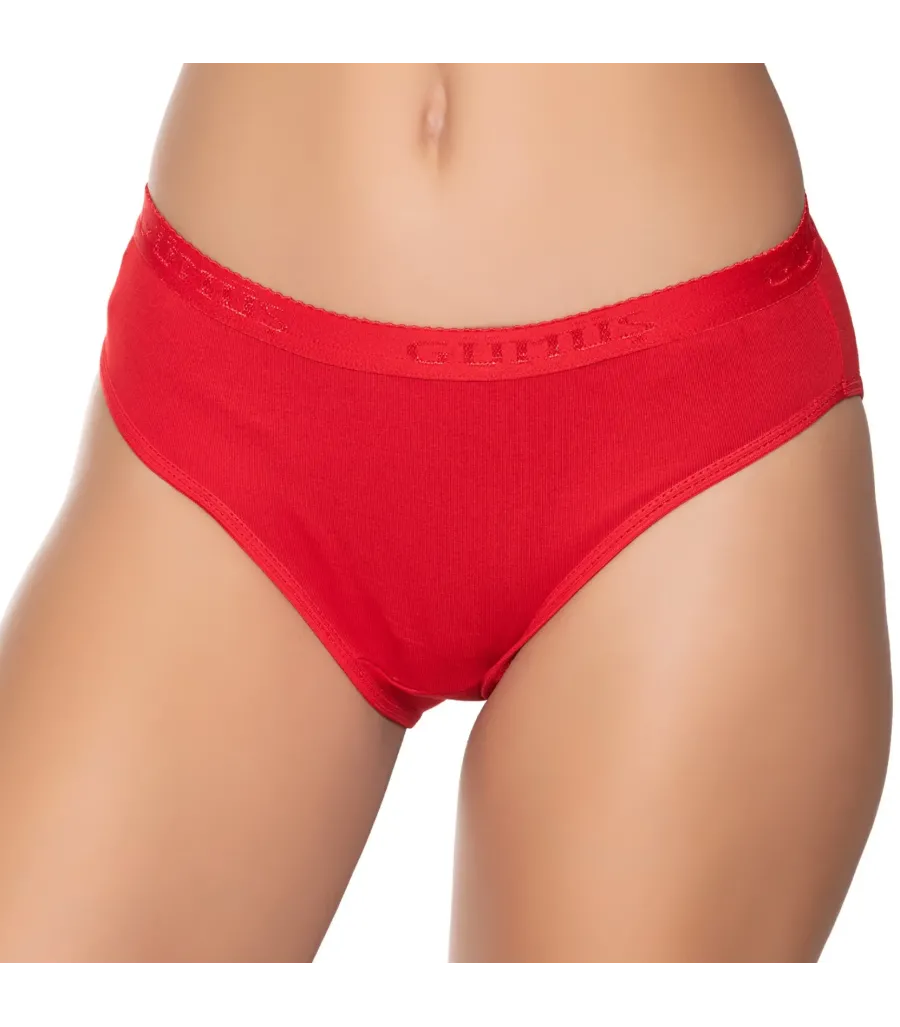Gümüş 6016 Kadın Ribana Beli Gümüş Yazılı Bikini Kırmızı