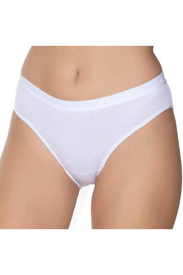 Gümüş 6016 Kadın Ribana Beli Gümüş Yazılı Bikini Beyaz