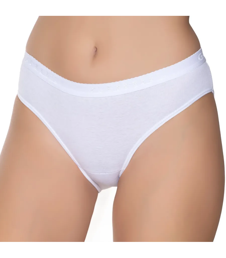 Gümüş 6016 Kadın Ribana Beli Gümüş Yazılı Bikini Beyaz