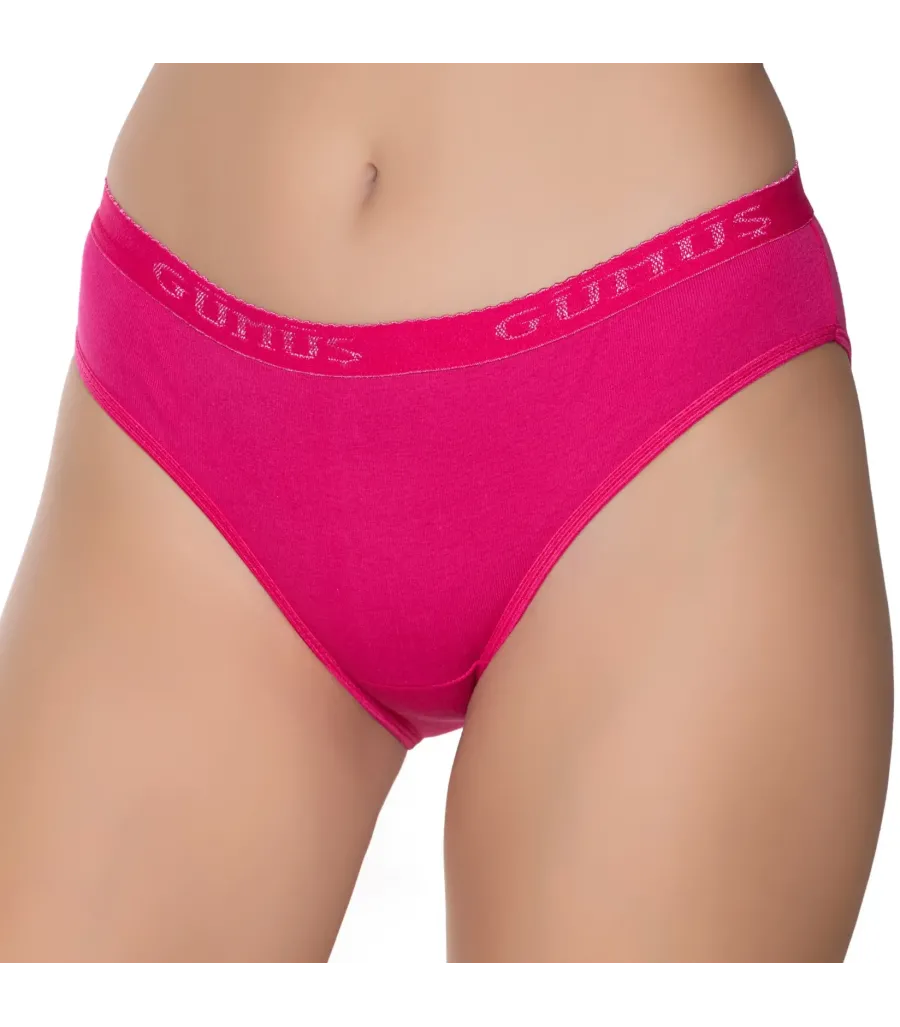 Gümüş 6016 Kadın Ribana Beli Gümüş Yazılı Bikini Fuşya