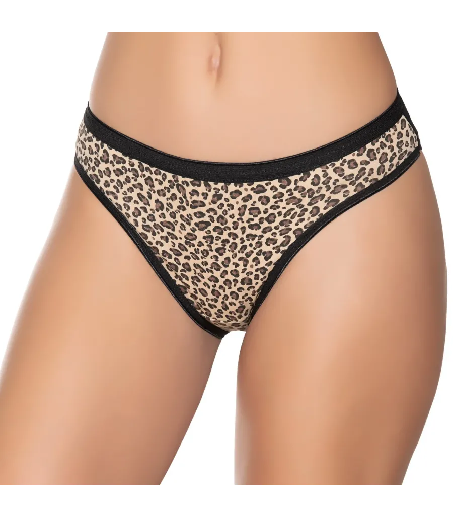 Gümüş İç Giyim 6020 Kadın Likralı İnce Bel Leopar Baskılı Bikini