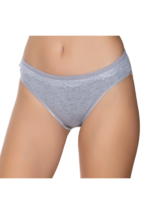 Gümüş İç Giyim 6021 Kadın Likralı Beli Dantelli Bikini Gri