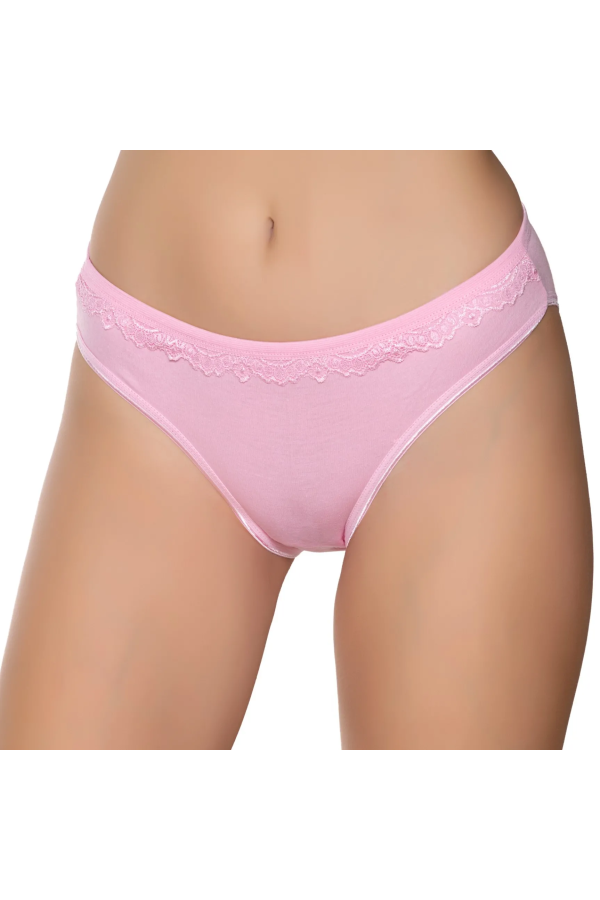 Gümüş İç Giyim 6021 Kadın Likralı Beli Dantelli Bikini Pembe