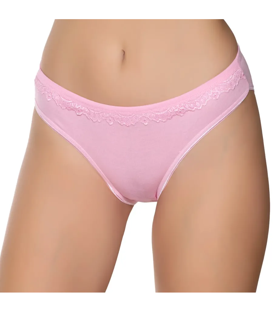 Gümüş İç Giyim 6021 Kadın Likralı Beli Dantelli Bikini Pembe