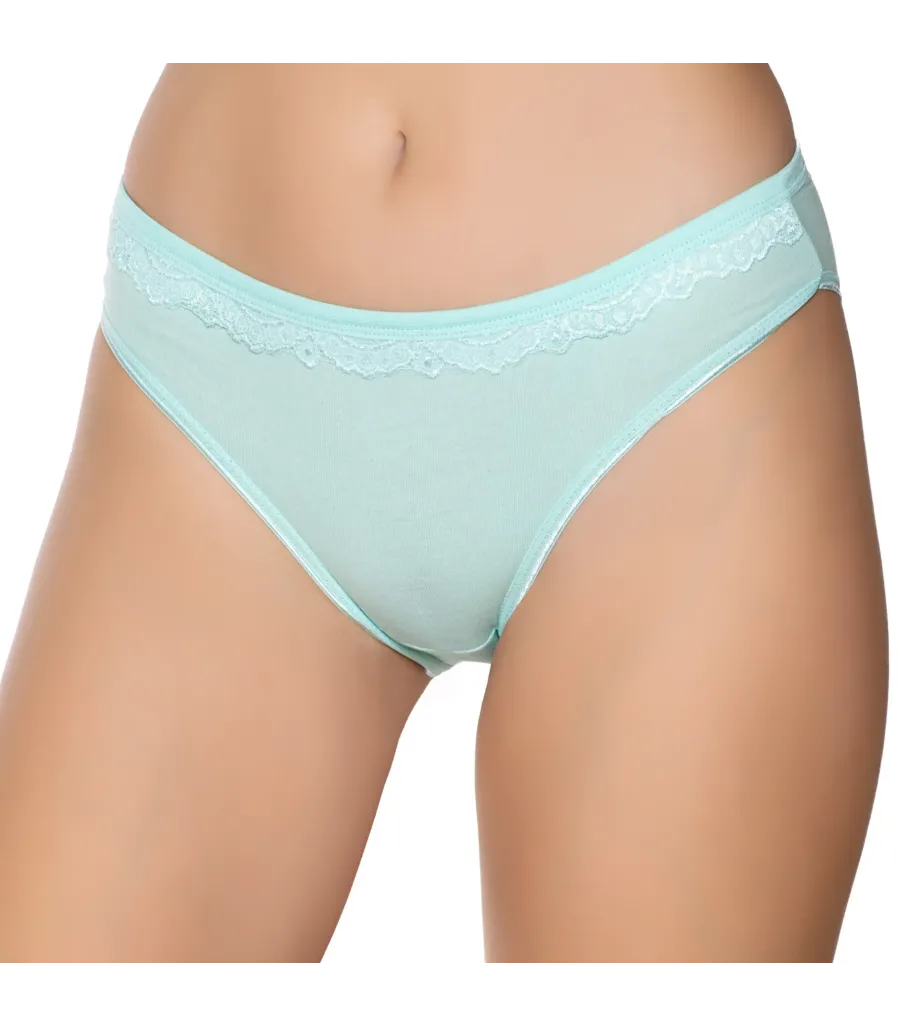 Gümüş İç Giyim 6021 Kadın Likralı Beli Dantelli Bikini Su Yeşili