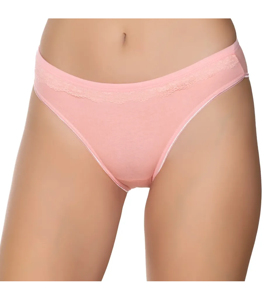 Gümüş İç Giyim 6021 Kadın Likralı Beli Dantelli Bikini Somon