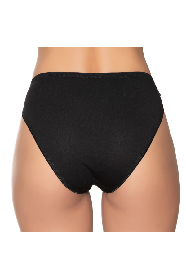 Gümüş İç Giyim 6021 Kadın Likralı Beli Dantelli Bikini Siyah
