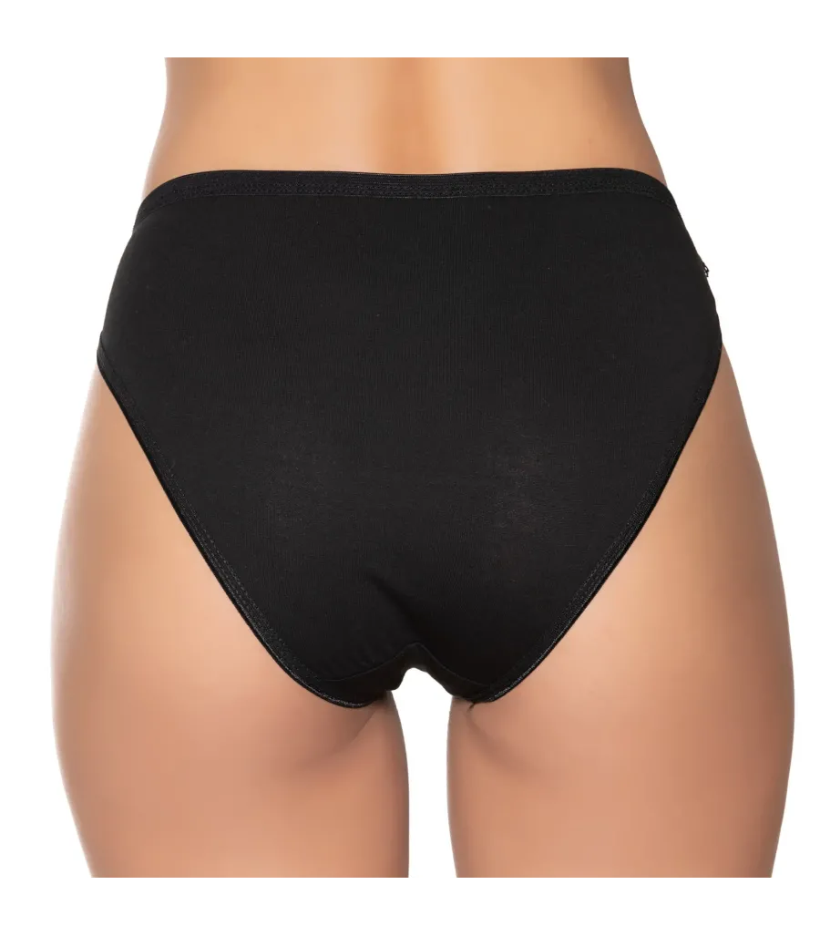 Gümüş İç Giyim 6021 Kadın Likralı Beli Dantelli Bikini Siyah
