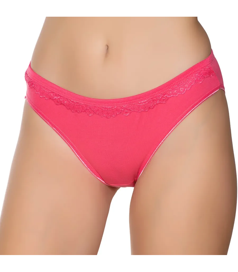 Gümüş İç Giyim 6021 Kadın Likralı Beli Dantelli Bikini Nar