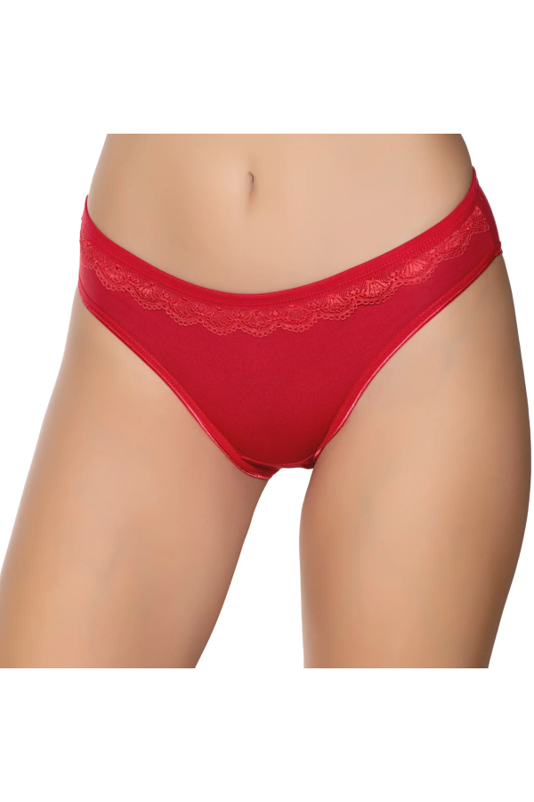 Gümüş İç Giyim 6021 Kadın Likralı Beli Dantelli Bikini Bordo