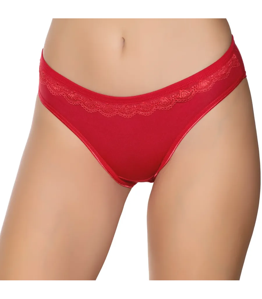 Gümüş İç Giyim 6021 Kadın Likralı Beli Dantelli Bikini Bordo
