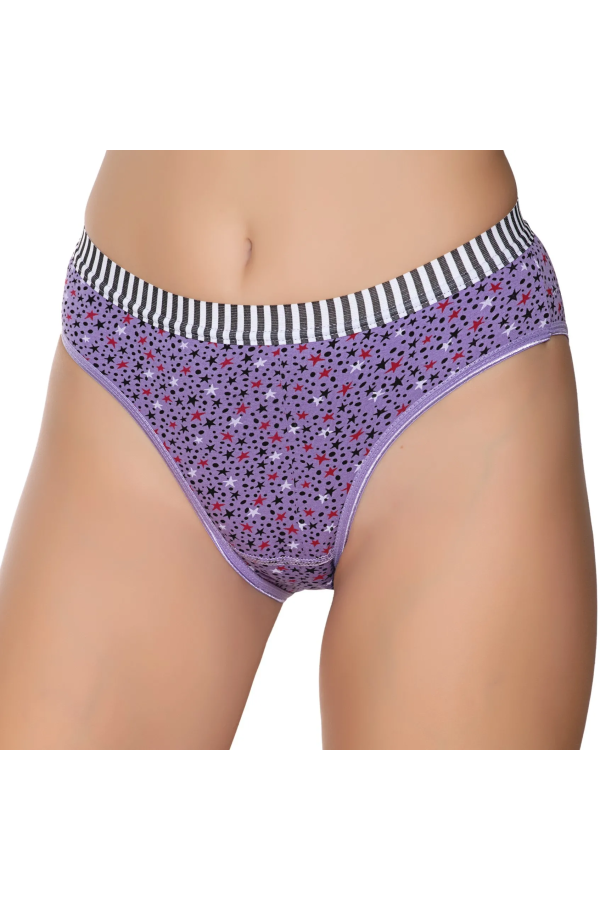 Gümüş İç Giyim 6024 Kadın Likralı Galaksi Baskılı Bikini Mor