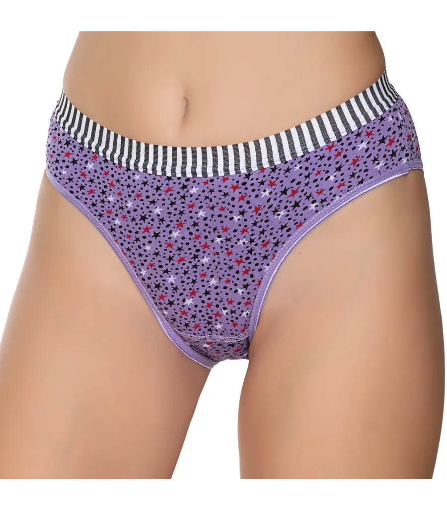 Gümüş İç Giyim 6024 Kadın Likralı Galaksi Baskılı Bikini Mor