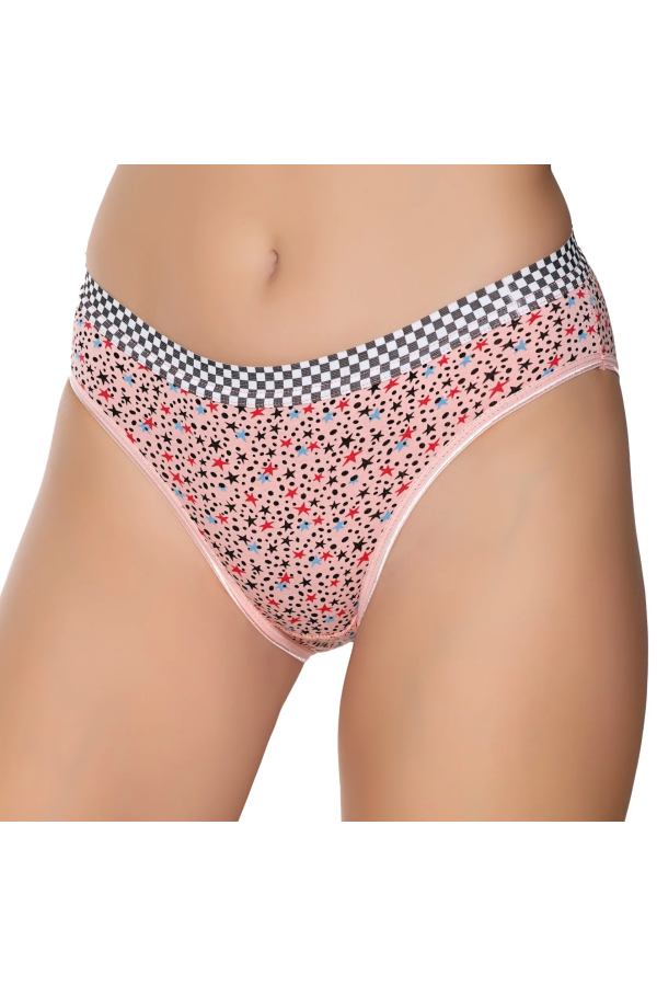 Gümüş İç Giyim 6024 Kadın Likralı Galaksi Baskılı Bikini Somon