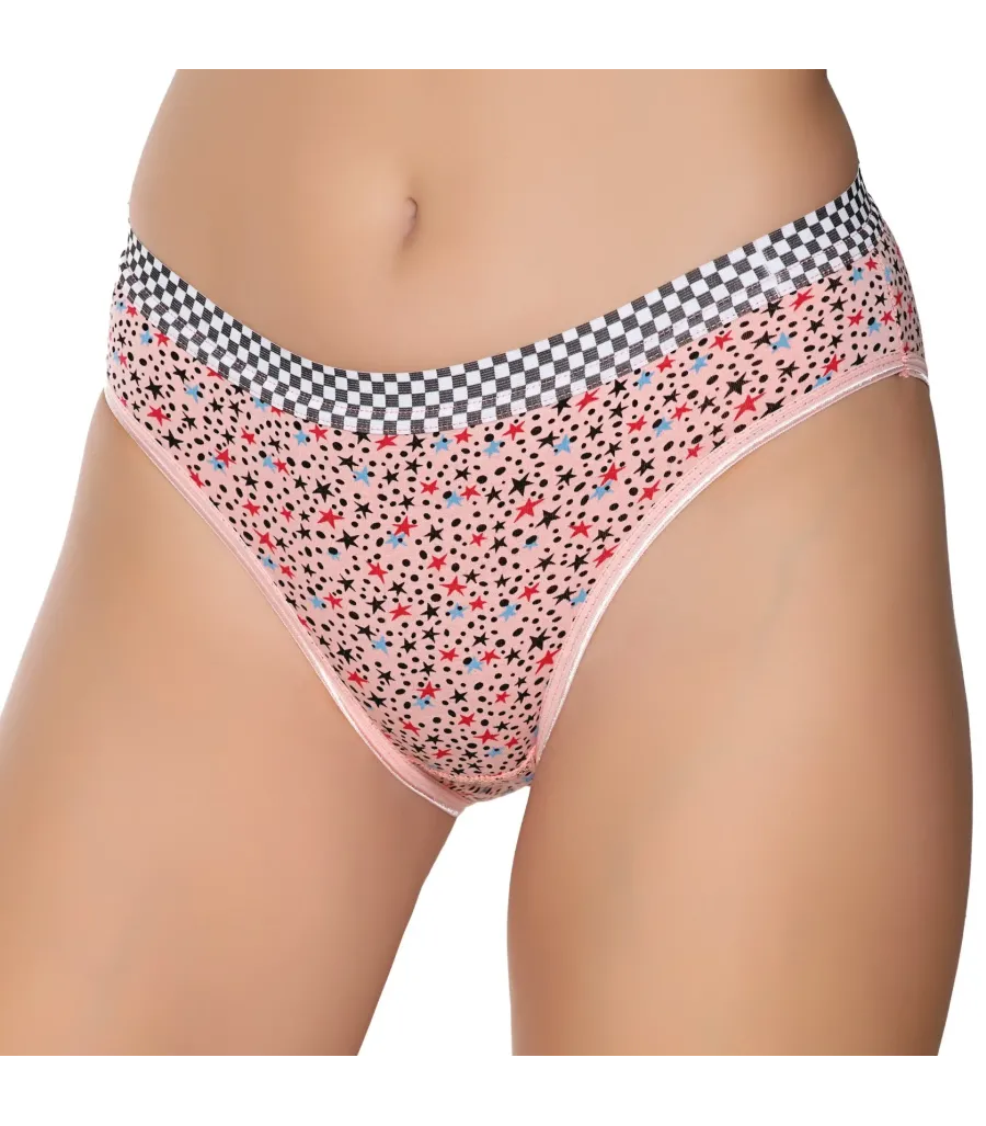 Gümüş İç Giyim 6024 Kadın Likralı Galaksi Baskılı Bikini Somon