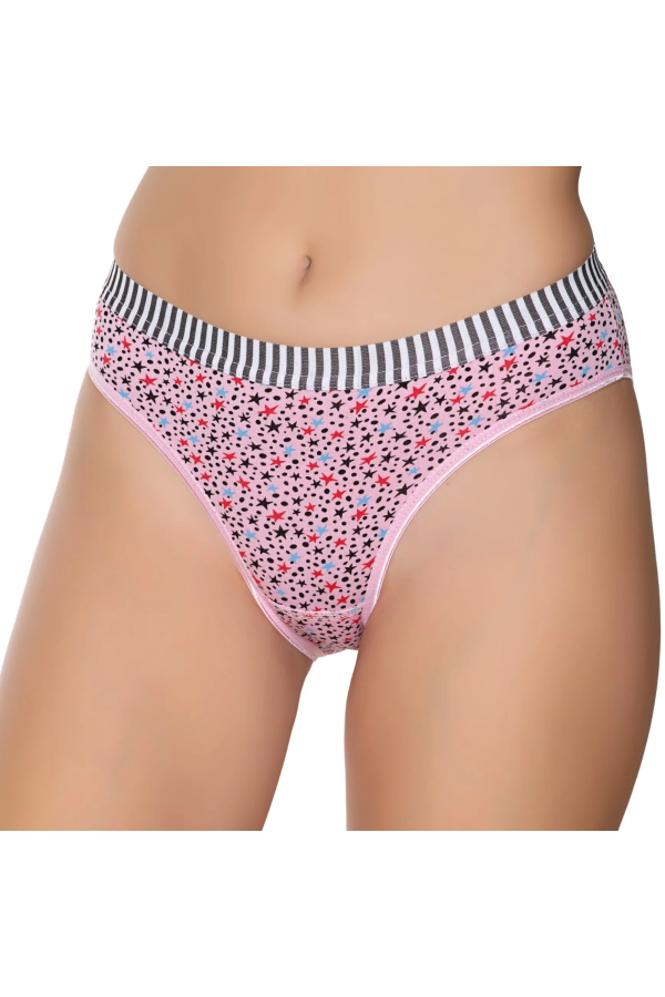 Gümüş İç Giyim 6024 Kadın Likralı Galaksi Baskılı Bikini Pembe
