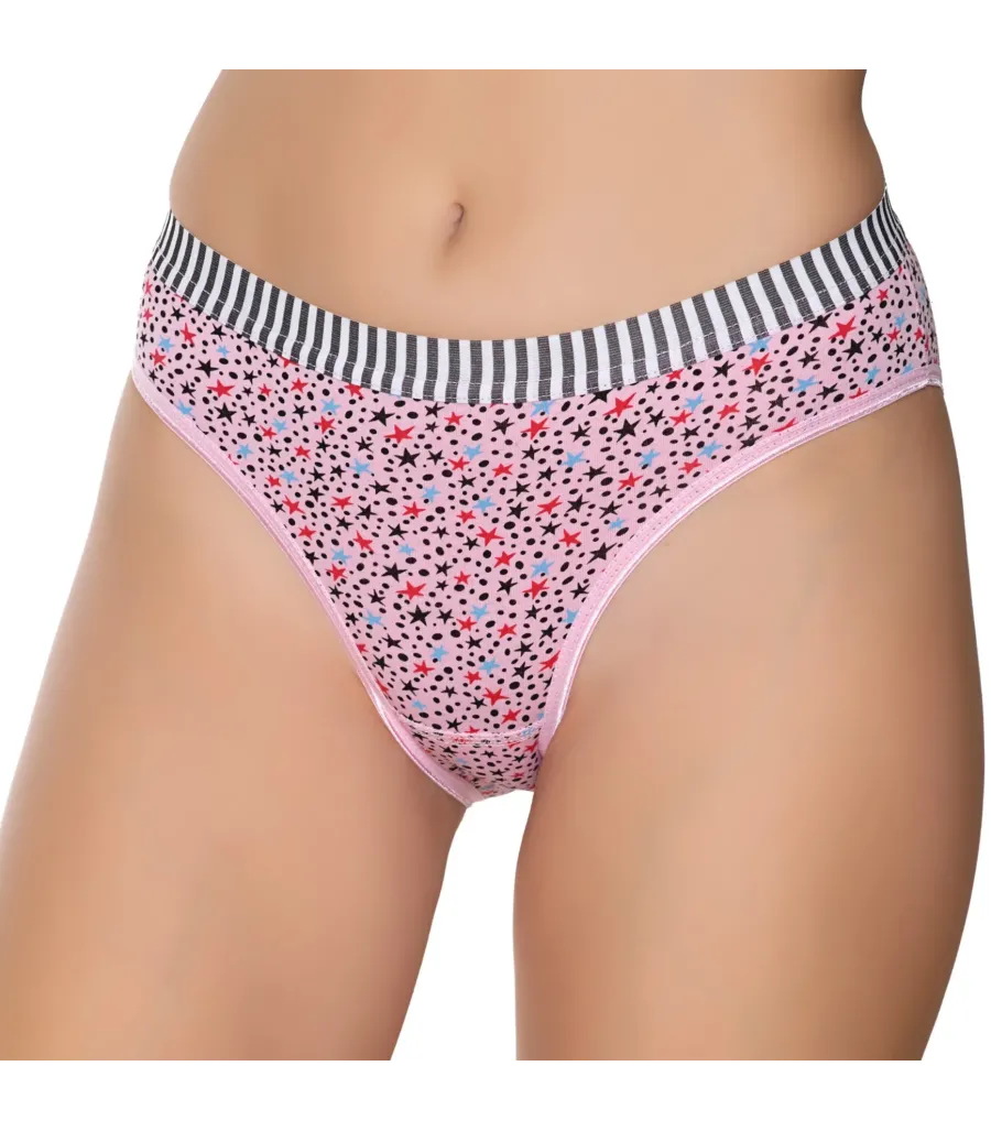 Gümüş İç Giyim 6024 Kadın Likralı Galaksi Baskılı Bikini Pembe