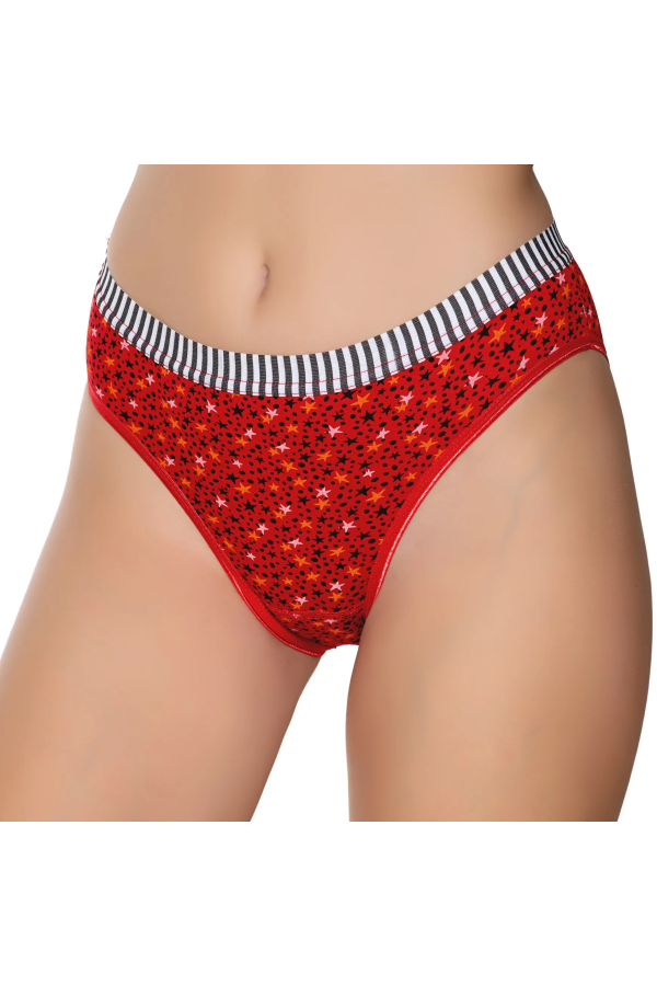 Gümüş İç Giyim 6024 Kadın Likralı Galaksi Baskılı Bikini Kırmızı