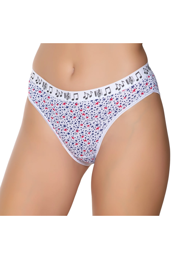 Gümüş İç Giyim 6024 Kadın Likralı Galaksi Baskılı Bikini Beyaz