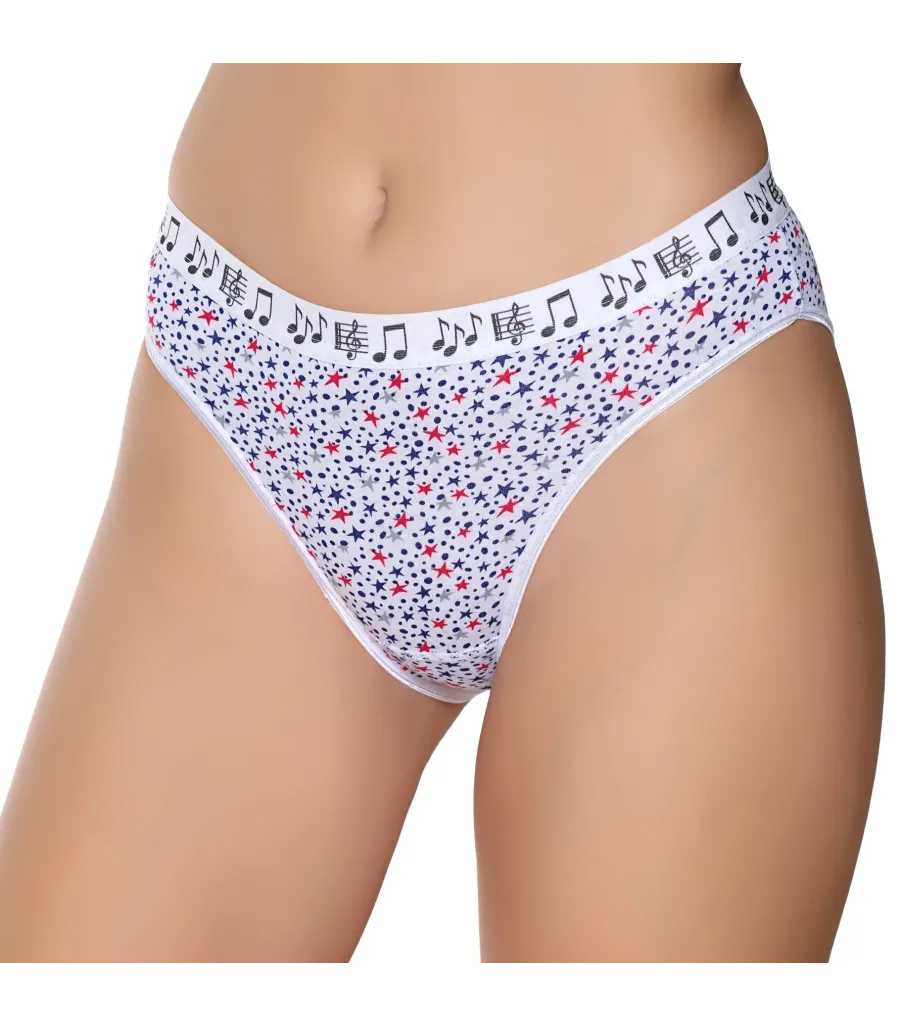 Gümüş İç Giyim 6024 Kadın Likralı Galaksi Baskılı Bikini Beyaz