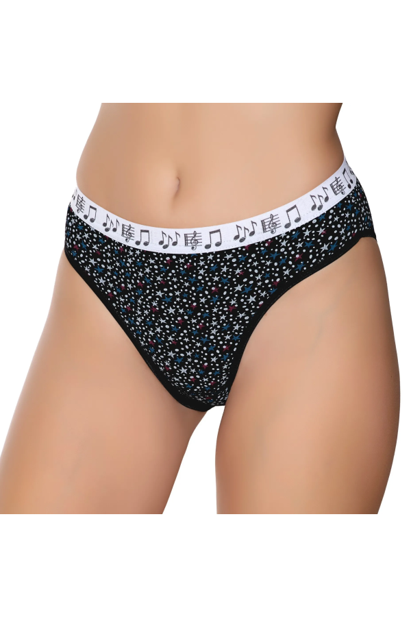 Gümüş İç Giyim 6024 Kadın Likralı Galaksi Baskılı Bikini Siyah