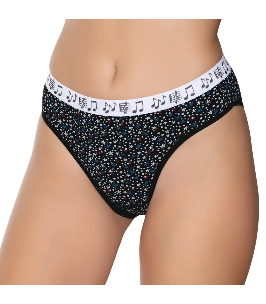 Gümüş İç Giyim 6024 Kadın Likralı Galaksi Baskılı Bikini Siyah