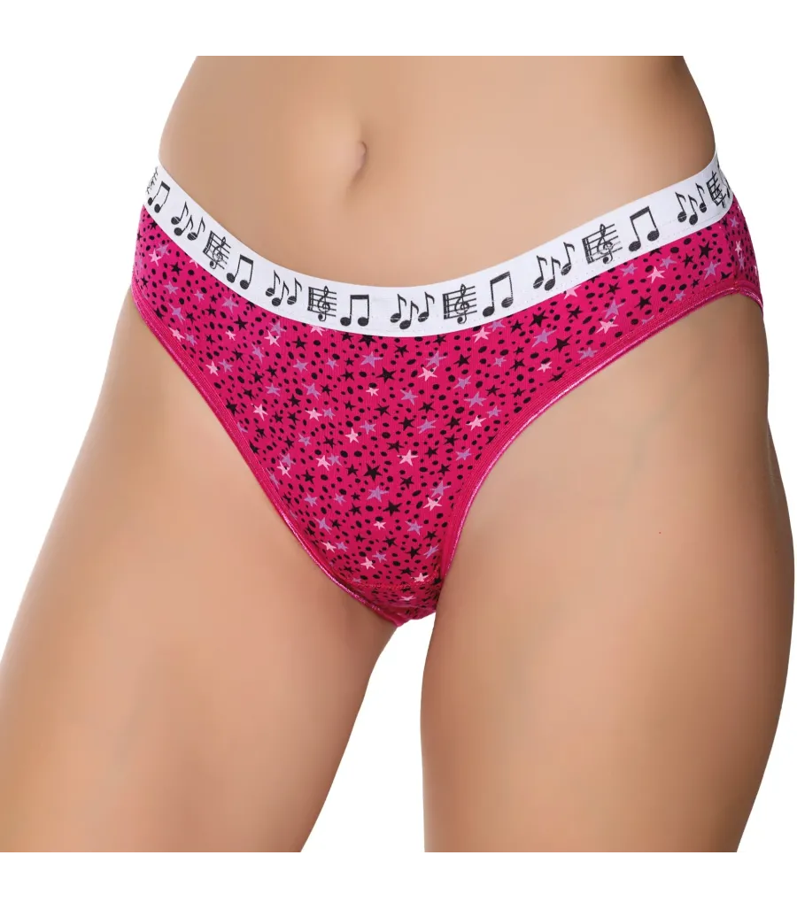 Gümüş İç Giyim 6024 Kadın Likralı Galaksi Baskılı Bikini Fuşya