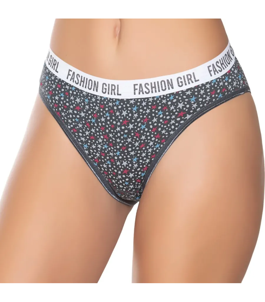 Gümüş İç Giyim 6024 Kadın Likralı Galaksi Baskılı Bikini Gri
