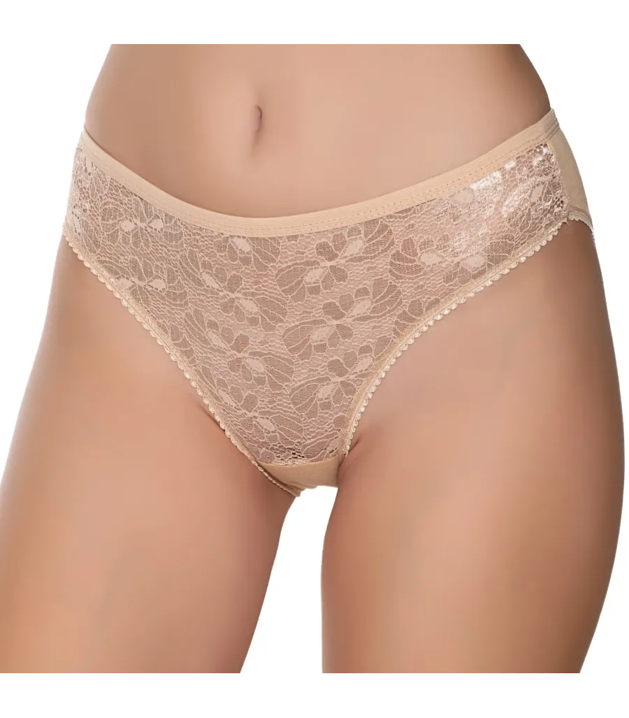 Gümüş İç Giyim 6025 Kadın Likralı Tül Dantel Bikini Ten