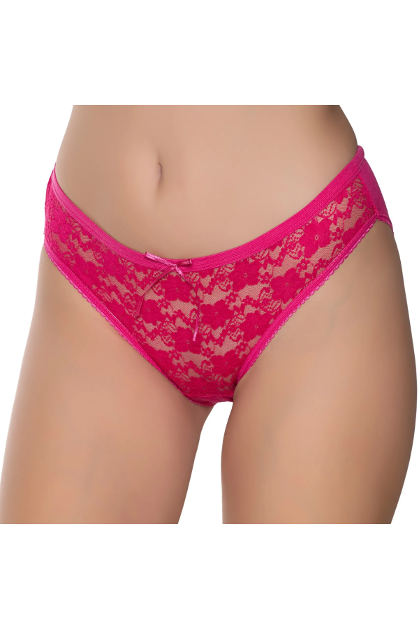 Gümüş İç Giyim 6025 Kadın Likralı Tül Dantel Bikini Fuşya