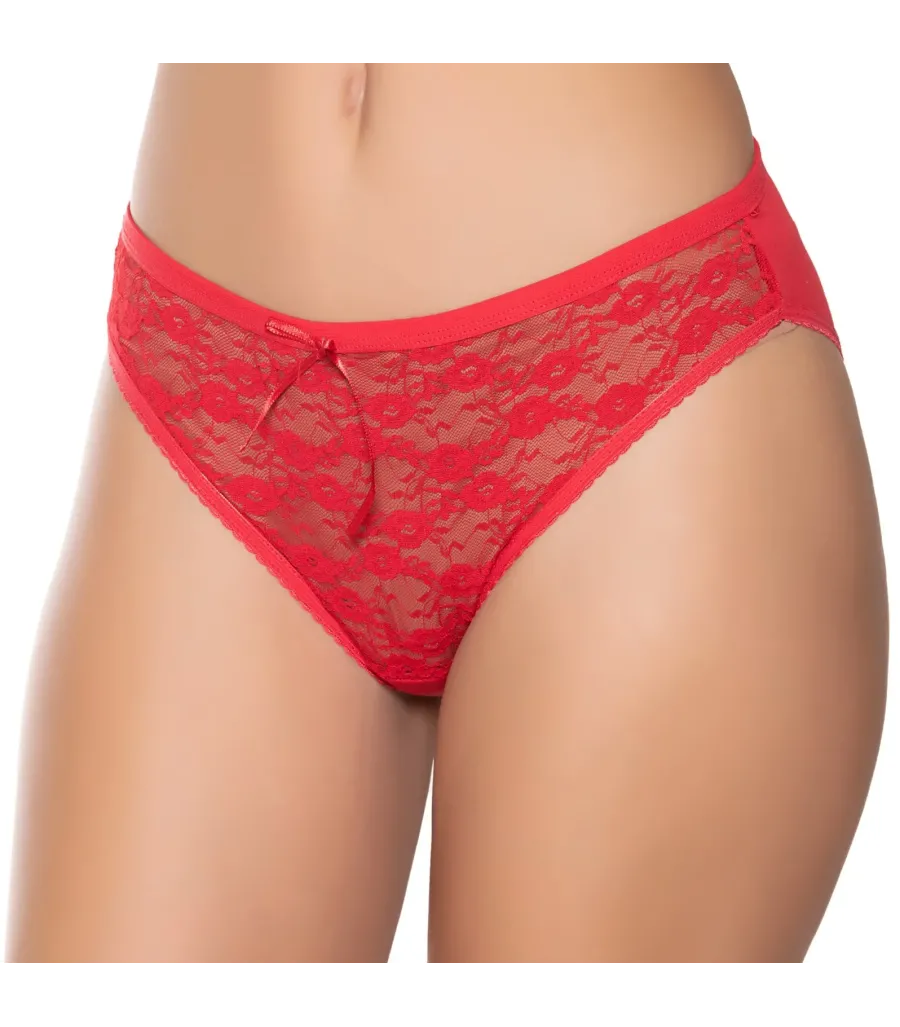 Gümüş İç Giyim 6025 Kadın Likralı Tül Dantel Bikini Kırmızı
