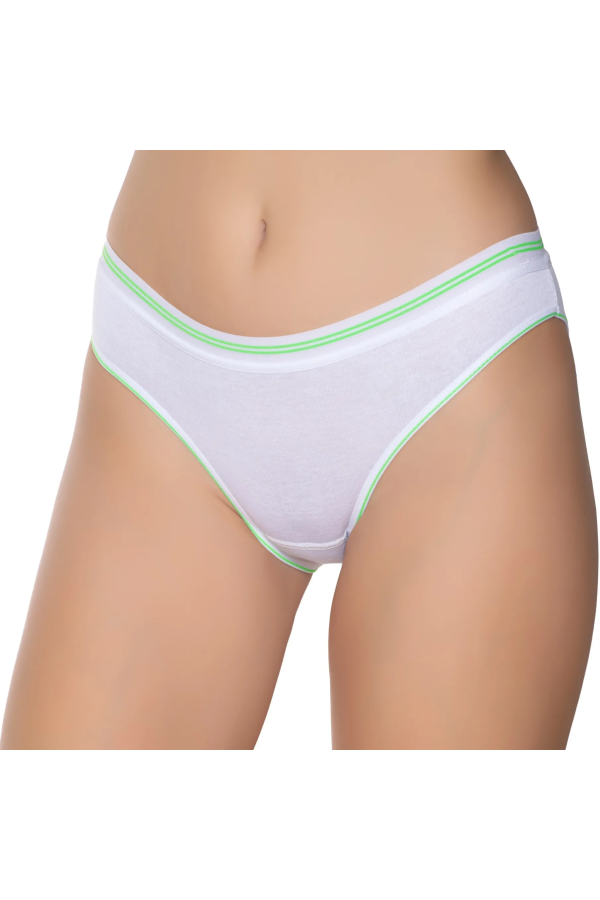 Gümüş İç Giyim 6036 Kadın Likralı Beli Çizgili Bikini Beyaz