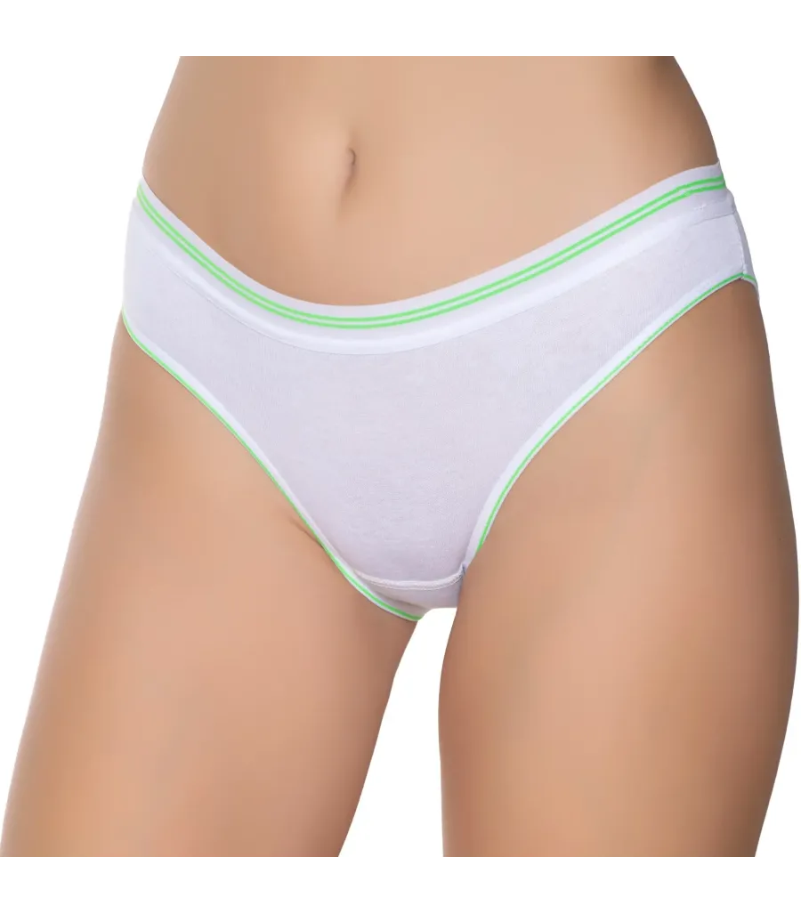 Gümüş İç Giyim 6036 Kadın Likralı Beli Çizgili Bikini Beyaz