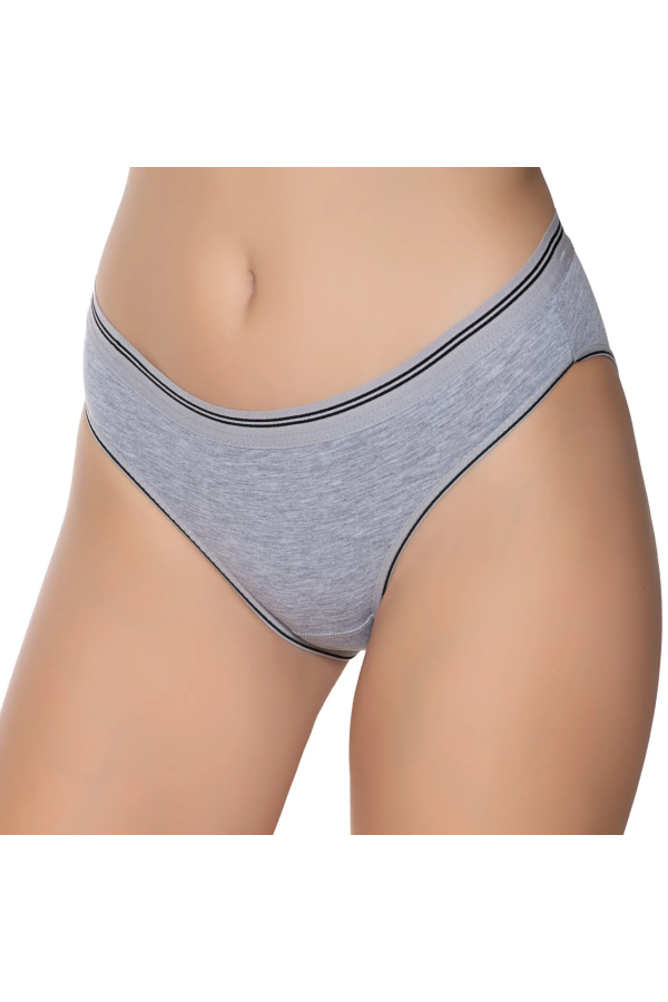 Gümüş İç Giyim 6036 Kadın Likralı Beli Çizgili Bikini Gri