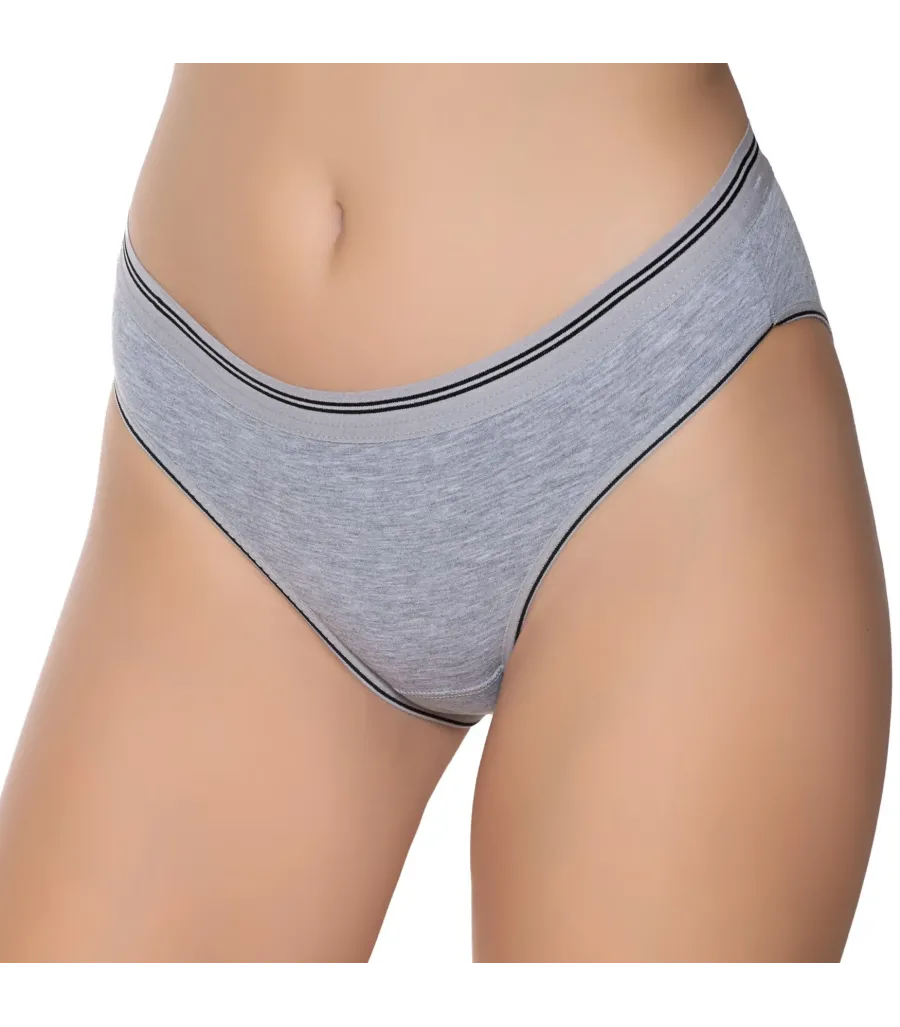 Gümüş İç Giyim 6036 Kadın Likralı Beli Çizgili Bikini Gri