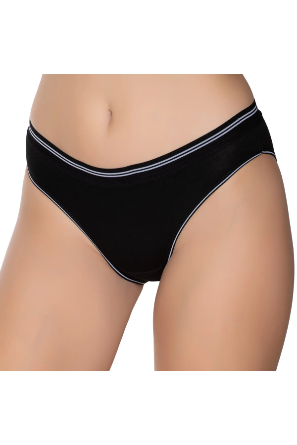 Gümüş İç Giyim 6036 Kadın Likralı Beli Çizgili Bikini Siyah