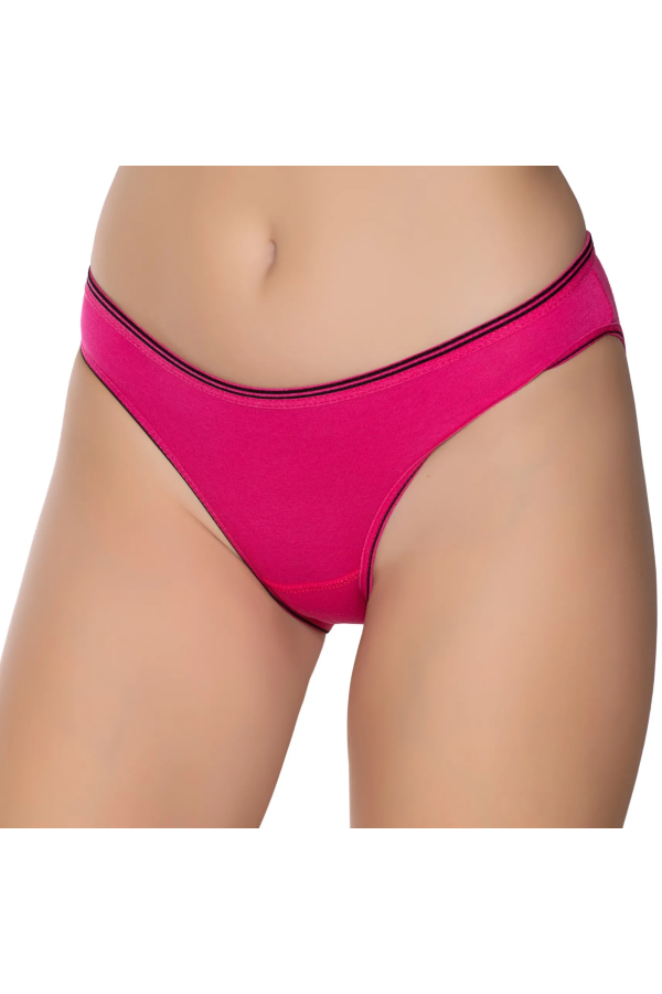 Gümüş İç Giyim 6036 Kadın Likralı Beli Çizgili Bikini Fuşya